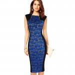 Vfemage Womens Elegant Vintage Optical Illusion Zipper Contrast Pinup Wear To Work Office Casual Party Bodycon Sheath Dress 2338