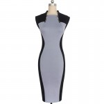 Vfemage Womens Elegant Vintage Optical Illusion Zipper Contrast Pinup Wear To Work Office Casual Party Bodycon Sheath Dress 2338