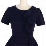 Vfemage Womens Elegant Vintage Peplum Flounced Ruffled Frill Tunic Wear to Work Office Casual Party Sheath Fitted Dress 2457