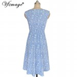 Vfemage Womens Elegant Vintage Polka Dot Floral Flower Print Tunic Wear To Work Office Casual Party A-Line Skater Dress 2588