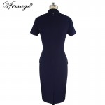 Vfemage Womens Elegant Vintage Retro Faux Twinset Jacquard Fabric Slim Patchwork Work Office Party Bodycon Sheath Dress 6125