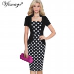 Vfemage Womens Elegant Vintage Retro Faux Twinset Jacquard Fabric Slim Patchwork Work Office Party Bodycon Sheath Dress 6125