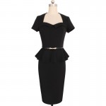 Vfemage Womens Elegant Vintage Retro Peplum Belted Work Office Business Casual Party Bodycon Fitted Sheath Pencil Dress 2140