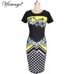 Vfemage Womens Elegant Vintage Retro Polka Dot Printed Vestidos Casual Work Office Business Party Pencil Sheath Dress 3066