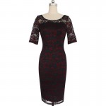 Vfemage Womens Elegant Vintage Rockabilly See Through Floral Lace Casual Party Bodycon Pencil Sheath Fitted Dress 3146