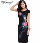 Vfemage Womens Elegant Vintage Summer Floral Flower Peacock Printed Slim Pinup Casual Party Evening Sheath Bodycon Dress 3035