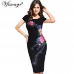 Vfemage Womens Elegant Vintage Summer Floral Flower Peacock Printed Slim Pinup Casual Party Evening Sheath Bodycon Dress 3035