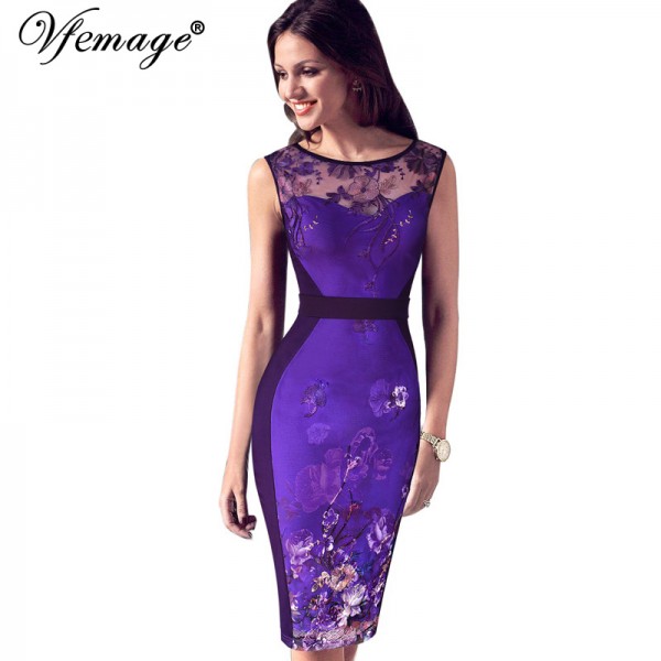 Vfemage Womens Embroidered Mesh Elegant Slimming Party Evening Special Occasion Bridesmaid Mother of Bride Embroidery Dress 4013