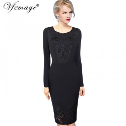 Vfemage Womens Embroidery Elegant Vintage Embroidered Casual Long Sleeve Wear To Work Office Party Pencil Bodycon Dress 4612