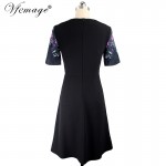 Vfemage Womens Rhinestone Elegant Vintage Flower Printed Lace Tunic Party Special Occasion Vestidos Skater A-Line Dress 3093