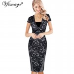 Vfemage Womens Sexy Deep V Elegant Floral Lace Stripe Mesh Work Party Evening Mother of Bride Casual Vintage Bodycon Dress 4449