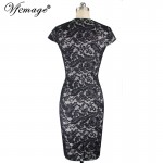 Vfemage Womens Sexy Deep V Elegant Floral Lace Stripe Mesh Work Party Evening Mother of Bride Casual Vintage Bodycon Dress 4449