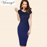 Vfemage Womens Sexy Elegant Crochet Lace See Through Evening Party Special Occasion Mother of Bride Sheath Bodycon Dress 4061