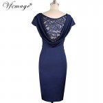 Vfemage Womens Sexy Elegant Crochet Lace See Through Evening Party Special Occasion Mother of Bride Sheath Bodycon Dress 4061