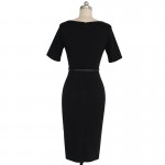 Vfemage Womens Sexy Elegant Vintage Brooch V Neck Belted Slim Business Casual Party Bodycon Fitted Pencil Dress 2080