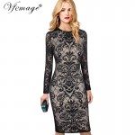 Vfemage Womens Sexy Geometry See Through Lace Fashion Chic Slim Casual Party Special Occasion Bodycon Sheath Dress 4630