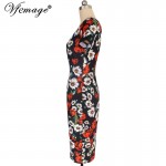 Vfemage Womens Summer Elegant Floral Printed Vintage Pinup Short Sleeve Casual Wear To Work Party Bodycon Sheath Dress 4768