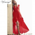 Vfemage Womens Summer Ruffle Lace up Sexy V-neck High Low A-Line Chiffon Casual Beach Party Club Maxi Long Dress Vestidos 4873