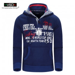 Victor&Sasha Design 2016 Winter Fashion Hat Hoodies Men's Thick Hooded Men Jacket Pocket Sweatshirt Good Print Letter Plus Size