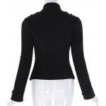 Victorian Gothic Buttons Decorated Zipper Front Military jacket Tops 2017 Tops Woman Black Long Sleeve Outerwear Coats