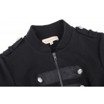 Victorian Gothic Buttons Decorated Zipper Front Military jacket Tops 2017 Tops Woman Black Long Sleeve Outerwear Coats