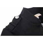Victorian Gothic Buttons Decorated Zipper Front Military jacket Tops 2017 Tops Woman Black Long Sleeve Outerwear Coats
