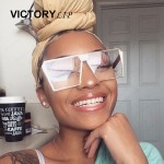 VictoryLip Fashion Brand Designer Square Sun Glasses Mirror Women Sunglasses Men Eyeglasses Hip Hop rose gold Frame Lady Male 