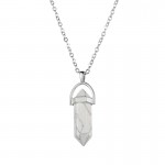 Vintage Bullet Quartz Crystal Necklace Pendant For Women Silver Chain Natural Stone Necklaces & Pendants Fashion Jewelry Bijoux