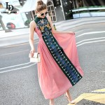 Vintage Chinese Style Slim Long Dress 2016 Summer New Fashion Embroidery Ankle-Length Dress For Women 