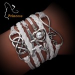 Vintage Fashion Infinite Multilayer Leather Bracelets Love Anchor Rudder 8 Bracelets For Women Charm Jewelry Accessories