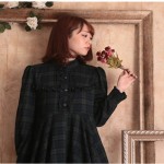 Vintage Green Plaid Dresses Preppy Style Long Maxi Dress Elegant Mori Girl Dresses Women Fadas Vestidos Autumn Spring Winter