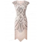 Vintage Inspired 1920s Gastby Handmade Diamond Sequined Embellished Fringed Flapper Party Dress