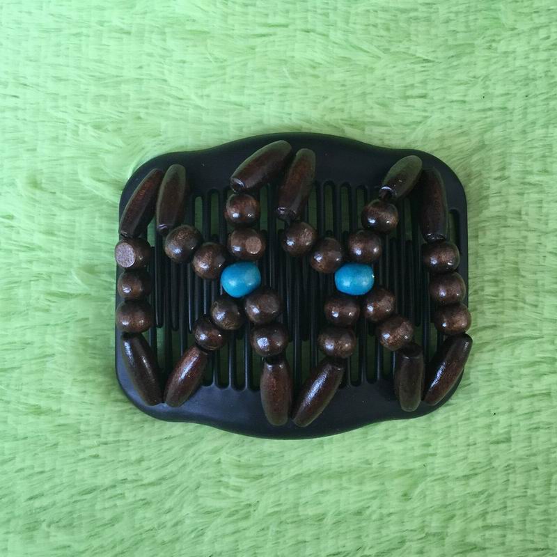 Vintage Magic Butterfly Wood Beads Stretchy Hair Clip Slide Updo