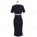 Vintage Mermaid Women Office Dress Summer Casual Contrast Patchwork Sheath Bodycon Party Dress B220