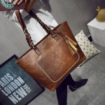 Vintage PU Leather Women's Handbags Brand Totes Luxury Tassel Design Lady's Bag sac a main Fashion Fringe Over Shoulder Bag L107