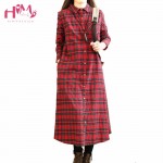 Vintage Plaid Women Long Dress Autumn Spring Extra Thick Length Mori Girl Loose Autumn Preppy Style Dress Classic Casual Dress