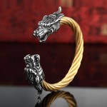 Vintage Punk 316l Stainless Steel Dragon Bracelets For Men Jewelry With Twisted Cable Bangle Mens Accessories Bracelet