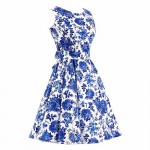 Vintage Style Floral Printed Women Summer Dress Sleeveless Sexy Casual Ladies Party Dress Plus Size Vestidos 2XL 3XL