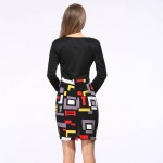 Vintage Summer Dress Zipper Office 2016 Vestidos De Festa Pencil Women Clothing Sexy Bodycon Patchwork Cloth Robe Party Dresses