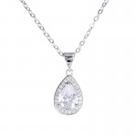 Vintage Water Drop Necklaces & Pendants Engagement Wedding Fashion Jewelry White Gold Color Necklace for Party Gifts N003