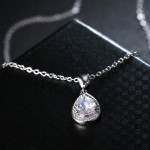 Vintage Water Drop Necklaces & Pendants Engagement Wedding Fashion Jewelry White Gold Color Necklace for Party Gifts N003