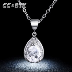 Vintage Water Drop Necklaces & Pendants Engagement Wedding Fashion Jewelry White Gold Color Necklace for Party Gifts N003