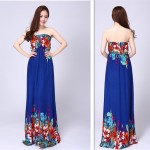 Vintage fashion national trend print o-neck slim long design expansion medium-long bottom one-piece dress beach dress