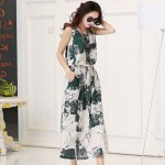 Vintage floral dress female 2016 Women Summer Dress casual Cotton Linen Sleeveless elegant blue black Dress vestido