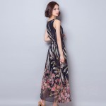 Vintage printing dress 2016 Women fashion Summer Dress casual sleeveless evening party Long elegant dress plus size dresses 