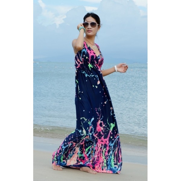 Vogue Sundresses Vestidos Longo Bohemian Boho Big Size 6XL Praias Meninas Jupes Female Mujer Faldas Robe Dress Roupas Femininas