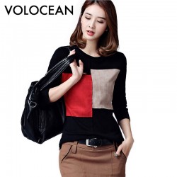 Volocean Famous Brand 2017 New Korean Slim T-shirts For Women Fashion Female T-shirt Long-sleeve T Shirt Woman 