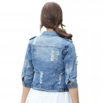 Voobuyla Brand Plus Size 5XL Spirng Denim Jacket For Women 2016 Three Quarter Short Jeans Jacket Women Slim Oversized Denim Coat