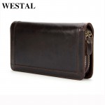 WESTAL Genuine Leather Men Wallets Double Zipper Man Wallet Men Purse Fashion Male Long Phone Wallet Man's Clutch Bags 9013
