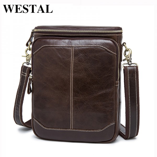 WESTAL Hot Sale Male Bags 100% Genuine Leather Men Bags Messenger Crossbody Shoulder Bag Men's Casual Travel Bag For Man 8003